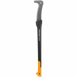 Fiskars Serpe à Long Manche, Longueur: 94,5 Cm, Revêtement Antiadhésif, Lame En Acier Trempé/Manche Résistant En Fibre De Verre, Étui De Rangement Et De Transport Inclus, Noir/Orange, WoodXpert, XA23, 1003621