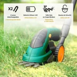 FISHTEC Coupe Bordures + Taille Haie - Cisaille à Gazon Sans Fil - Batterie Li-Ion - Manche Télescopique -Outil de taillage Soldes 13376881 3