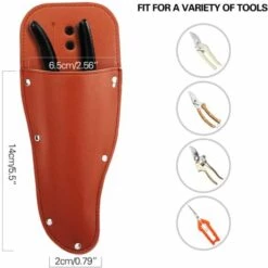 VERSAILLESFR Cisaille Holster, Gaine D’Outil En Cuir PU Avec Support Métallique, Ceinture Sac Couverture Pour Pinces, Sécateurs, Ciseaux, Couteau Ou Jardin Accessoires Multifonction - Brun 14*6.5cm Versailles -Outil de taillage Soldes 53366723 4