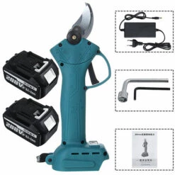 DRILLPRO Sécateur Sur Batterie Sans Fil 30mm 2 Batteries Bleu Noir -Outil de taillage Soldes 54130876 5