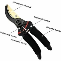 Sécateur De Jardin,Betterlife Sécateur à Enclume, Ciseaux à Fleurs Coupe Bypass Bois Sec Et Vert , Noir -Outil de taillage Soldes 55407844 2