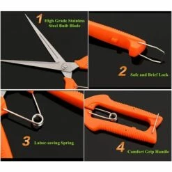 BENOBBY KIDS Sécateur à Main De Jardinage, Sécateur Avec Lame Droite Allongée En Acier Inoxydable, Cisailles à Micro-pointe Pour Espace étroit, Ciseaux De Jardin à Nez Extra Long, Orange, 1 Paquet -Outil de taillage Soldes 55512298 4