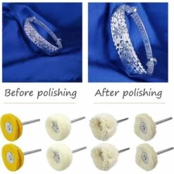 LUCKY-88 Bonnet Et éponge De Polissage 3mm Shank Pure Laine Meule Laine Laine Meule 10PCS(Meule De Type T (3*25)) -Outil de taillage Soldes 56331714 3