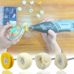 LUCKY-88 Bonnet Et éponge De Polissage 3mm Shank Pure Laine Meule Laine Laine Meule 10PCS(Meule De Type T (3*25)) -Outil de taillage Soldes 56331714 4