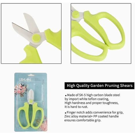 CADEAUX Ciseaux De Jardin Professionnels Avec Poignée, Ciseaux à Fleurs Verts 5 CADEAUX Ciseaux De Jardin Professionnels Avec Poignée, Ciseaux à Fleurs Verts – Image 3