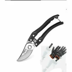 Sécateur, Ciseaux De Sécateur De Contournement Professionnel Avec Ressorts Intégrés, Coupe-arbres Sécateurs, Sécateur à Main, Cisailles De Jardin, Tondeuses De Jardin - Manche En Métal (lame En Acier SK5) + Gants + Ceinture Sécateur LITZEE