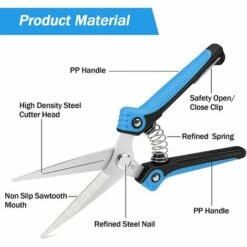 GRID COOL Ciseaux Jardin, Acier Carbone Ciseaux Multi-Usages Main Émondeuse Pruner Pour Jardin Récolte De Fruits Et Légumes, Cisailles Jardin, Bleu -Outil de taillage Soldes 58348940 4