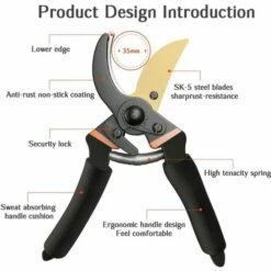 AOUGO Sécateur Ciseaux De Jardin Professionnel Forgé.Supérieure Arbres Tondeuse Avec Poignées En éponge Et Protecteur De Sécurité -Outil de taillage Soldes 58574600 3