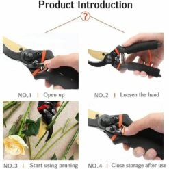 AOUGO Sécateur Ciseaux De Jardin Professionnel Forgé.Supérieure Arbres Tondeuse Avec Poignées En éponge Et Protecteur De Sécurité -Outil de taillage Soldes 58574600 4
