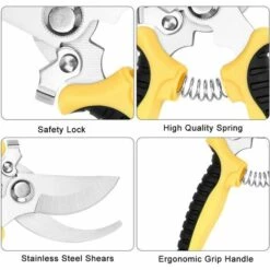 AOUGO Sécateur à Enclume Pour Bois Sec Et Dur, Sécateur De Jardin Lame Franche, Sécateurs D'arbre Poignées Ergonomiques, Cisailles De Jardin Professionnel -Outil de taillage Soldes 58574603 3