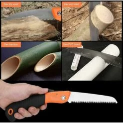 AOUGO Scie à élaguer Pliante Scie à Main Avec Lame Tranchante, Poignée Solide -Outil de taillage Soldes 58693470 5