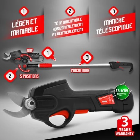 ELEM GARDEN TECHNIC Sécateur Rechargeable Avec Perche Télescopique 3 ELEM GARDEN TECHNIC Sécateur Rechargeable Avec Perche Télescopique – Image 2