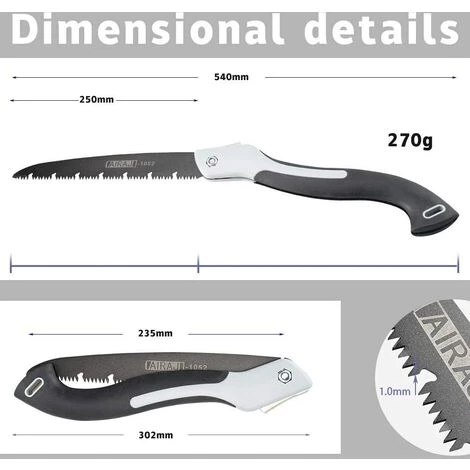 AIRAJ Scie D'élagage Scie Pliante Grande, La Longueur De La Lame SK5 Est De 250 Mm, Scie D'élagage Pliante, Scie De Jardin Avec Verrouillage De Sécurité, Utilisée Pour La Survie En Plein Air Et Le Jardinage, Scie À Bois, Scies D'élagage Professionnelles 4 AIRAJ Scie D'élagage Scie Pliante Grande, La Longueur De La Lame SK5 Est De 250 Mm, Scie D'élagage Pliante, Scie De Jardin Avec Verrouillage De Sécurité, Utilisée Pour La Survie En Plein Air Et Le Jardinage, Scie À Bois, Scies D'élagage Professionnelles – Image 2