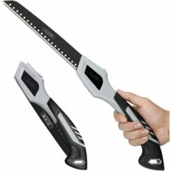 AIRAJ Scie Pliante 234 Mm, Scie Pliante Avec Verrouillage De Sécurité, Dents Grossières 3D, Lame En Acier Au Carbone SK5 Et Poignée Antidérapante Améliorée, Scie D'élagage Pour Jardin, Extérieur, Camping, Jungle Craft