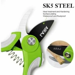 AIRAJ Sécateurs Set De 2 - Bypass Et Enclume - Sécateur Professionnel Léger Pour Le Jardin, Sécateur à Main Pour Le Jardin Avec Lame SK-5 Téflon, Forme Ergonomique, Coupe à Travers Les Tiges Avec Plus De Facilité. -Outil de taillage Soldes 59894821 4