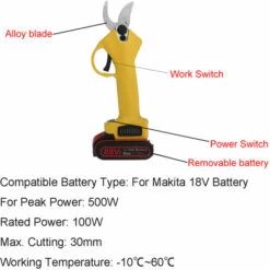 JMAX 88V Sécateur 30mm Avec 2 Batteries 2200mAh Coupeuse D'élagage D'aménagement Paysager Pour Arbres Fruitiers -Outil de taillage Soldes 60246307 3