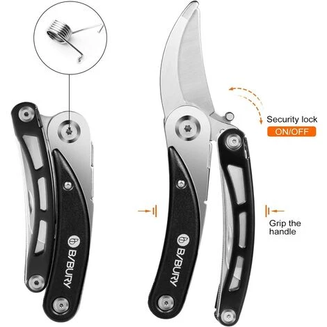 NAXUNNN Sécateur De Jardin Plle, Ciseaux Sécateur Multifonction En Acier Inoxydable 420, Ciseaux De Jardinage Avec Scie, Coupeur, Pelle D'écorce, Léger Et Facile à Porter 4 NAXUNNN Sécateur De Jardin Plle, Ciseaux Sécateur Multifonction En Acier Inoxydable 420, Ciseaux De Jardinage Avec Scie, Coupeur, Pelle D'écorce, Léger Et Facile à Porter – Image 2