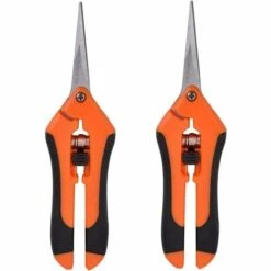 MEZHENG 2 Paquets De Ciseaux De Garniture De Jardinage Sécateur à Main Cisailles D'élagage Avec Lames Droites En Acier Inoxydable Pour Hydroponique, Jardin Et Bonsaï (Orange)