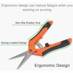 MEZHENG 2 Paquets De Ciseaux De Garniture De Jardinage Sécateur à Main Cisailles D'élagage Avec Lames Droites En Acier Inoxydable Pour Hydroponique, Jardin Et Bonsaï (Orange) -Outil de taillage Soldes 61310084 3