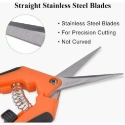 MEZHENG 2 Paquets De Ciseaux De Garniture De Jardinage Sécateur à Main Cisailles D'élagage Avec Lames Droites En Acier Inoxydable Pour Hydroponique, Jardin Et Bonsaï (Orange) -Outil de taillage Soldes 61310084 4