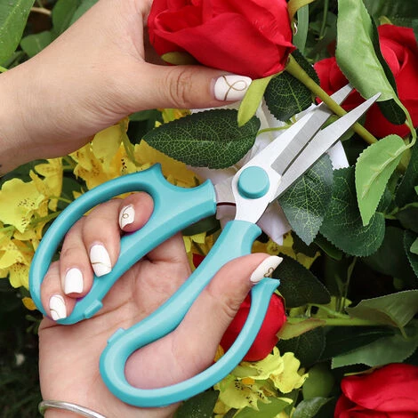 JUNJUN-Ciseaux à Fleurs De Jardin, Cisailles à Fleurs En Acier Inoxydable, Sécateur Puissant Pour Fleurs, Branches Bleu 5 JUNJUN-Ciseaux à Fleurs De Jardin, Cisailles à Fleurs En Acier Inoxydable, Sécateur Puissant Pour Fleurs, Branches Bleu – Image 3