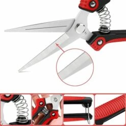 MEZHENG Ciseaux Jardin, Acier Carbone Ciseaux Multi-Usages Main Émondeuse Pruner Pour Jardin Récolte De Fruits Et Légumes, Cisailles Jardin, Noir Rouge -Outil de taillage Soldes 64119288 3