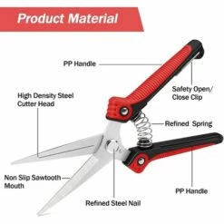 MEZHENG Ciseaux Jardin, Acier Carbone Ciseaux Multi-Usages Main Émondeuse Pruner Pour Jardin Récolte De Fruits Et Légumes, Cisailles Jardin, Noir Rouge -Outil de taillage Soldes 64119288 4