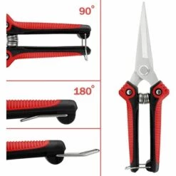 MEZHENG Ciseaux Jardin, Acier Carbone Ciseaux Multi-Usages Main Émondeuse Pruner Pour Jardin Récolte De Fruits Et Légumes, Cisailles Jardin, Noir Rouge -Outil de taillage Soldes 64119288 5