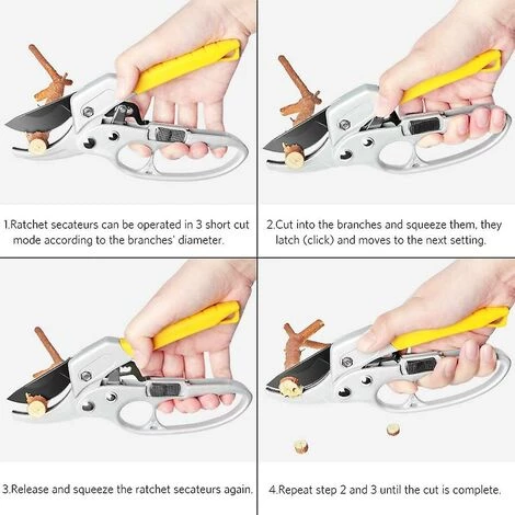 BDD Sécateur à Cliquet, Ciseaux à Cliquet De Jardinage, Sécateur De Jardin Professionnel Avec Poignée En Caoutchouc, Pour Couper Les Tiges 5 BDD Sécateur à Cliquet, Ciseaux à Cliquet De Jardinage, Sécateur De Jardin Professionnel Avec Poignée En Caoutchouc, Pour Couper Les Tiges – Image 3