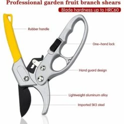 OSQI Sécateur De Jardin 20,5 Cm, Sécateur De Jardinage Avec Manche En Caoutchouc Pour Couper Tiges Et Branches - Ø20mm, Jaune -Outil de taillage Soldes 65501128 3