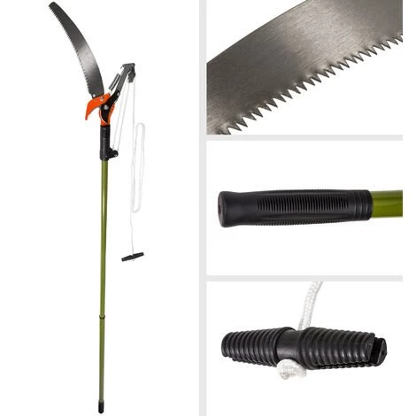 TECTAKE Coupe Branche 2 En 1 Télescopique En Acier Avec 1 Câble 260 Cm X 3 Cm ? Vert - Vert 4 TECTAKE Coupe Branche 2 En 1 Télescopique En Acier Avec 1 Câble 260 Cm X 3 Cm ? Vert - Vert – Image 2